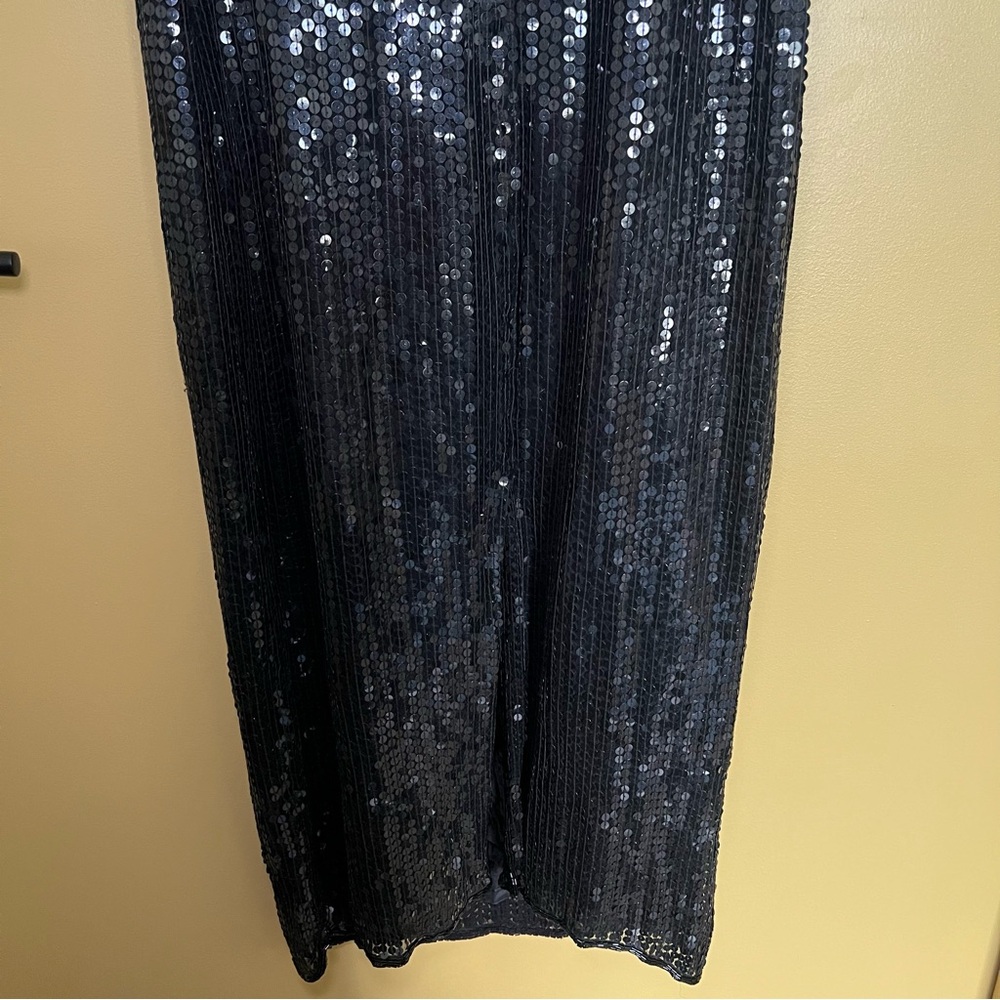 VINTAGE MODI BLACK 100% SEQUINED MIDI DRESS - Picture 3 of 8